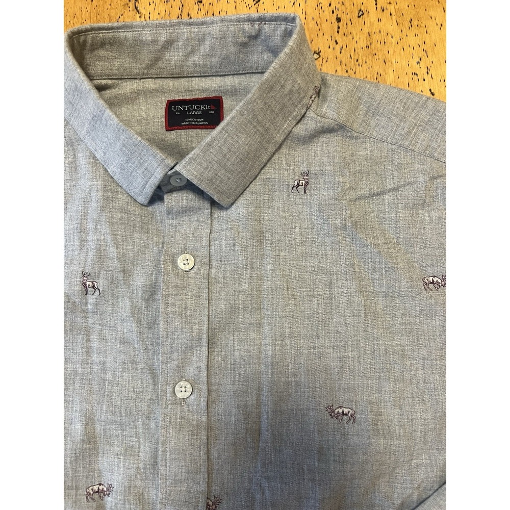 Untuckit Mens Shirt Large Pastora Long Sleeve Button Down Deer print hunting